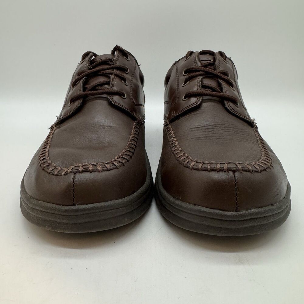 Dr. Scholl's Ross Derby Shoes Men's 10.5W Brown Leather Split Toe Lace Up Oxford - Picture 2 of 10